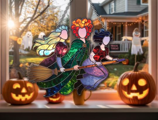 Discover Acrylic Halloween Witch Window Decor  Halloween Witch Suncatcher  Magical Broomstick Window Hanging Decor -Acrylic Flying Witches Decor