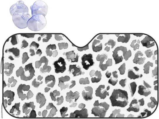Discover Leopard Print Pattern Black Watercolor Windshield Sunshade