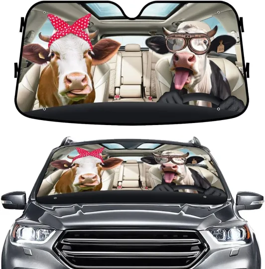 Discover Cute Cow Couple Funny Windshield Sun Shade
