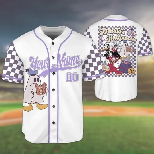 Discover Personalized Mickeyy & Friends Costume Halloween Checkered Baseball Jersey Shirt