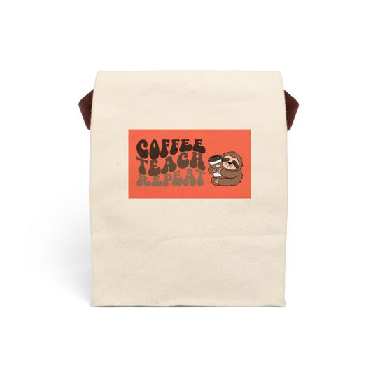 Discover Coffee Teach Repeat Canvas Lunch Bag, Eco-Friendly Tote, Back to School Bag
