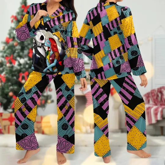 Discover Nightmare Jackk Skellingtonn And Sally Dress Costume Happy Halloween Pajamas Set