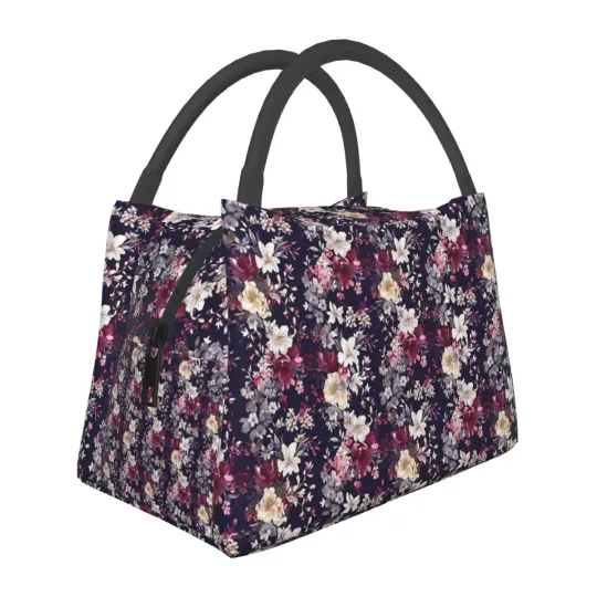 Discover Enigmatic Midnight Garden Seamless Floral Lunch Bags