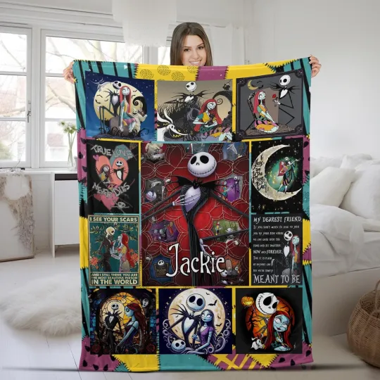 Discover Personalized Happy Halloween Nightmare Before Christmas Spooky Vibes Blanket