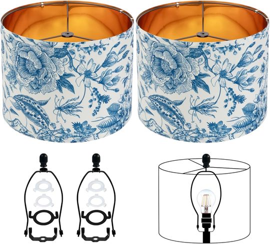 Discover Replacement Lamp Shades, Blue White Floral Pattern Lamp Shades