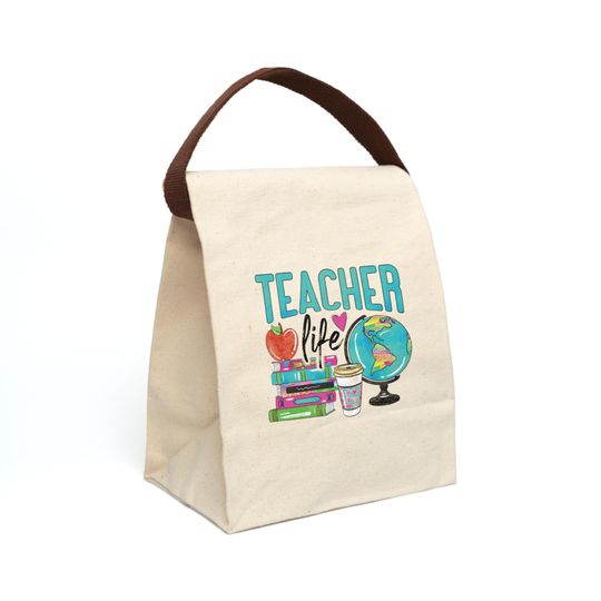 Discover Teacher Life Canvas Lunch Bag with Strap