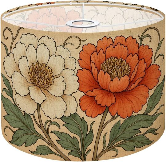 Discover Boho Brown Green Orange Peony Floral Vintage Peony Flowers Lampshade