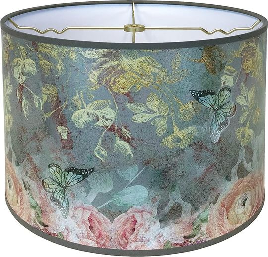 Discover Royal Designs, Inc. Trendy Decorative Handmade Drum Shade, Butterfly Garden Lampshade