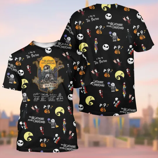 Discover Tim Burton's The Nightmaree Beforee Christmass Tshirt 3D Printed