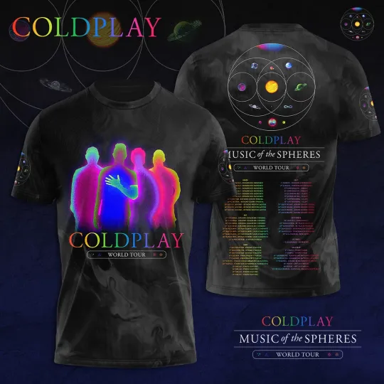 Discover Coldplay Music Of The Spheres Tour 3D T Shirt Size S-5XL