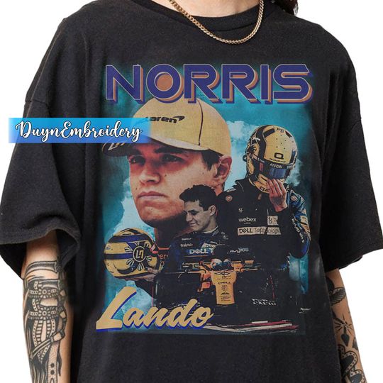 Discover Vintage 90s Graphic Style Lando Norris T-shirt, Lando Norris Bootleg Rap Shirt, Lando Norris Gifts