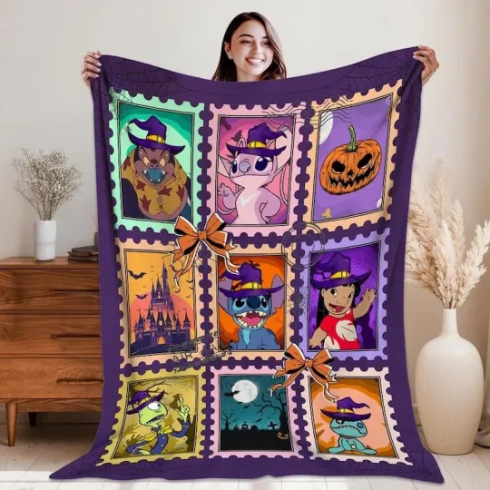 Discover Lilo And Stitchh Costume Halloween Stamps Pumpkin Coquette Bow Blanket