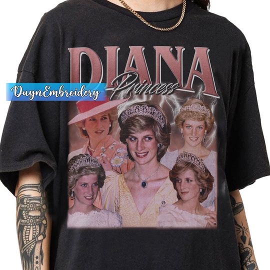 Discover Vintage 90s Graphic Style Diana PrincessT-shirt, Diana Princess Bootleg Rap Shirt