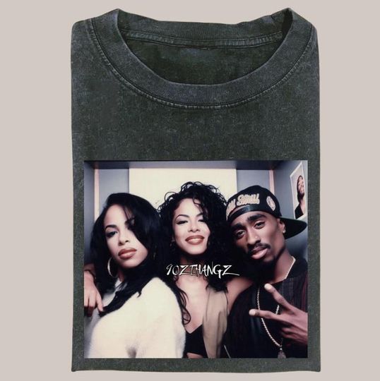 Discover Vintage 90s Legends Graphic Tee  Aaliyah Selena Tupac Shirt  Retro Hip Hop  R&B T-Shirt