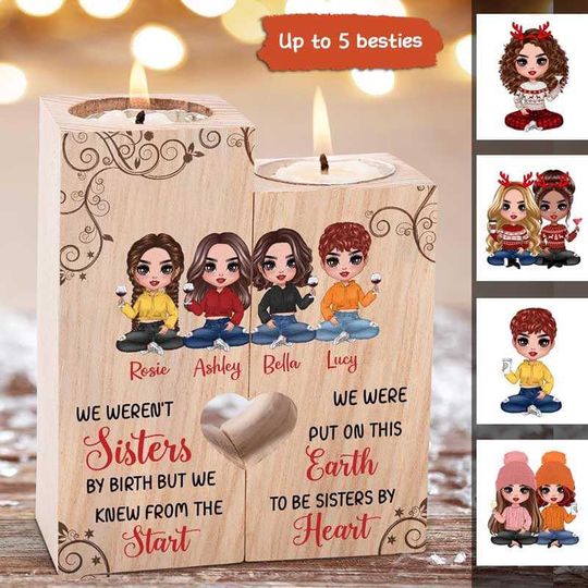 Discover Doll Besties Sisters By Heart Personalized Candle Holder