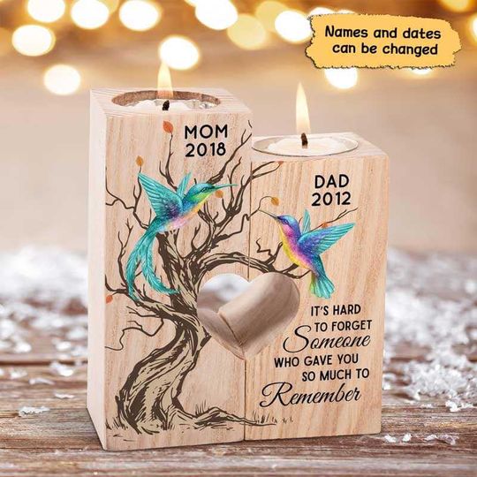Discover Hummingbird Hard To Forget Memorial Personalized Candle Holder