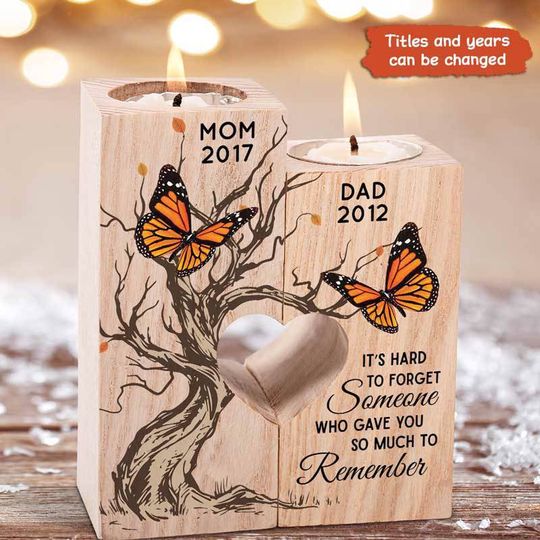 Discover Butterfly Hard To Forget Memorial Personalized Candle Holder
