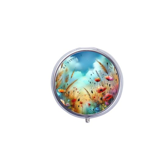 Discover Wild Flowers Pocket Ashtray Atomania - Silver Metal - 5 cm - Elegant Gift Idea, Handmade in France