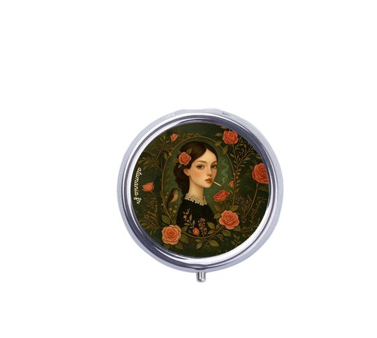 Discover Art Nouveau pocket ashtray with brunette woman, elegant smoker gift, eco-friendly accessory, removable keychain, handmade in France