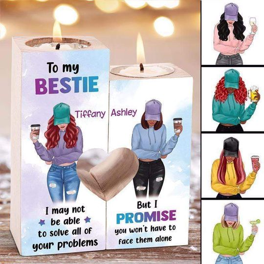 Discover Modern Girls Besties Personalized Candle Holder