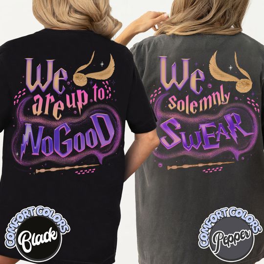 Discover Custom Couples Comfort Colors Shirt, We Solemnly Swear That We Are Up To No Good Shirt