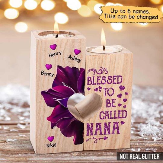 Discover Purple Half Flower Blessed To Be Called Personalized Candle Holder