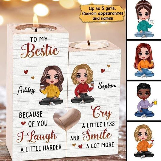Discover Doll Besties Sitting Personalized Candle Holder