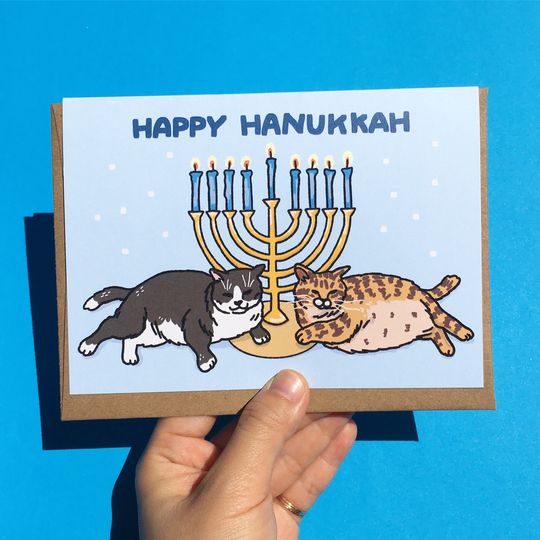 Discover Happy Hanukkah chonky cats, happy funny Hanukkah cat card, cat meme holidays card, Hanukkah meme cat card, funny cat holidays card