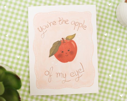 Discover Apple of My Eye Pun Card |  Cute Greetings Cards | Valentines Card | Couples Cards |Appreciation Cards | For her | For him