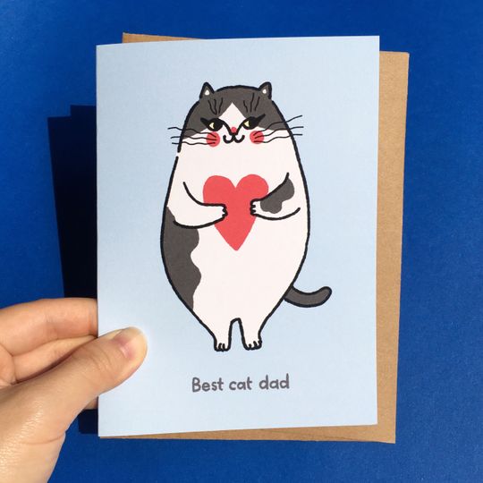Discover Best cat dad heart  Cat dad birthday, Fat calico cat holding heart, Cat dad anniversary card, chonky cat dad, best cat dad card, tiktok cat