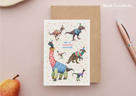 Discover Dinosaur Birthday Card, T-Rex Birthday Card, Diplodocus Card, Parasaurolophus card, Children's birthday Card