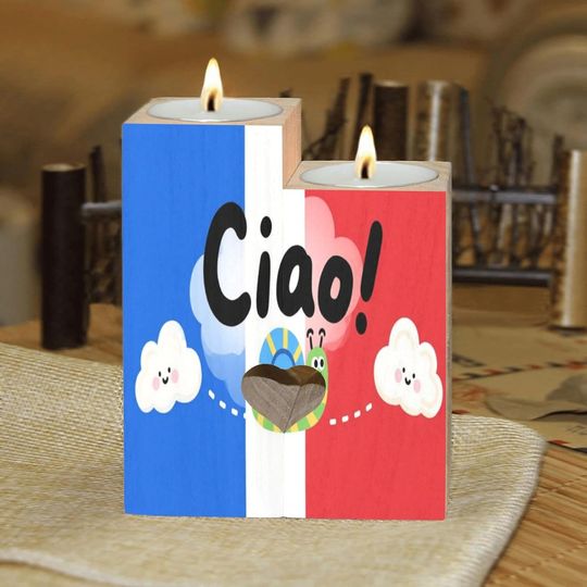 Discover Ciao Word and Cloud Candle Holders Gift for Women Wooden Heart Candlestick Personalized Christmas Birthday Graduation Friendship Gifts Home Wedding Dinning Party Decorative