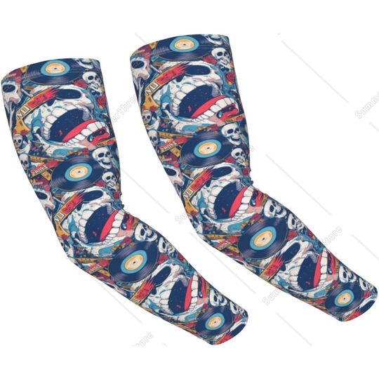Discover Cool Rock Skull Arm Sleeves for Men Women - Cooling Sun Protection Sports Arm Sleeves To Cover Arms