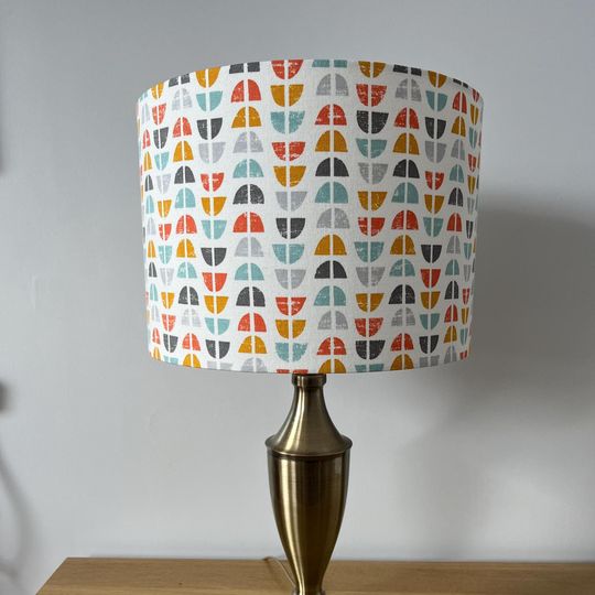 Discover Scandi/retro multicolour drum lampshade. Table/Floor Lamp/Ceiling Pendant. 20cm 25cm 30cm 40cm
