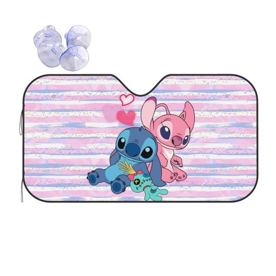 Discover Custom Stitchh Angel Windshield Sunshade Folding Anime Blocks UV Rays Sun Visor Protector