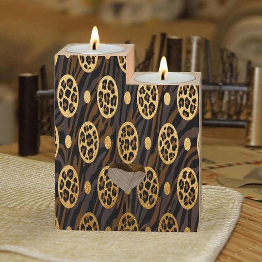 Discover Elegant Gold Circle Dot Candle Holders Gift for Women Wooden Heart Candlestick