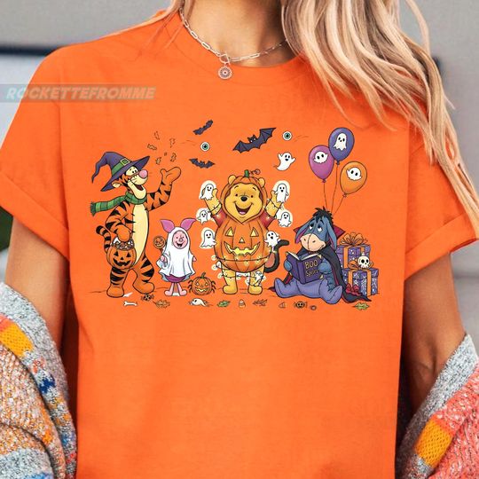 Discover Retro winniee the poohh Halloween Shirt, Pooh Pumpkin T-Shirt