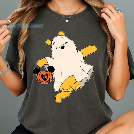 Discover winniee the poohh Ghost Costume Shirt, Disneyyy Halloween 2025 Shirt