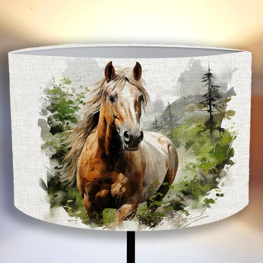 Discover Horse lampshade, watercolor print, rustic design Lampshade