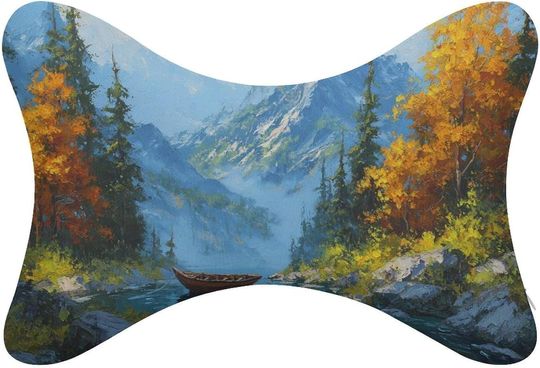 Discover Mountains and Trees in Autumn Neck Bone Pillows