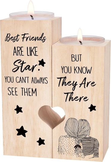 Discover Best Friend Birthday Gifts for Women, Friendship Gifts for Women, Wooden Candle Holders