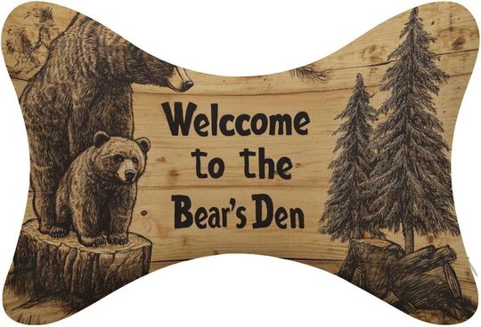 Discover Wooden Sign Two Bears Pine Neck Bone Pillows