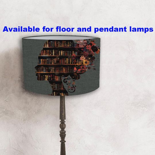 Discover Lampshade woman bookshelf silhouette literary design Lampshade