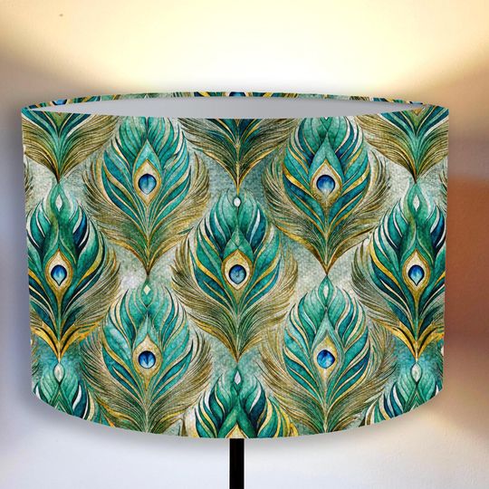 Discover lampshade for the lamp - Peacock feathers pattern, peacock Lampshade