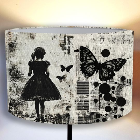 Discover Butterfly Collage Lampshade Vintage Art Silhouette Design Lampshade
