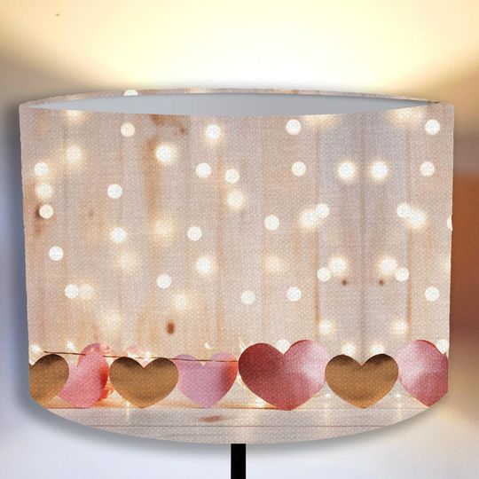 Discover Romantic heart lampshade with pink and gold accents