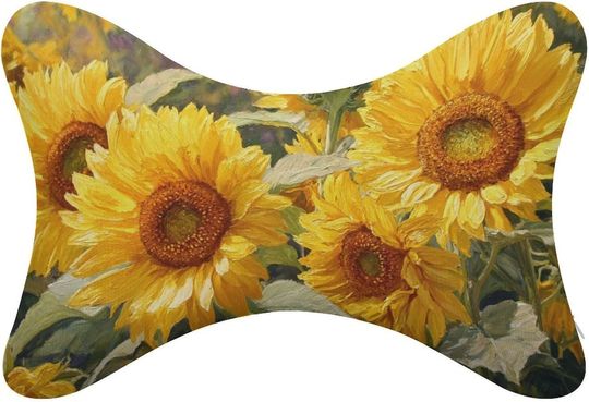 Discover Field of Sunflowers Car Neck Pillows Set of 2, Travel Neck Pillows Head Rest Automobile Bone Pillow for Car Seat