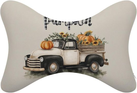 Discover Vintage Truck with Pumpkins Sunflowers Neck Bone Pillows