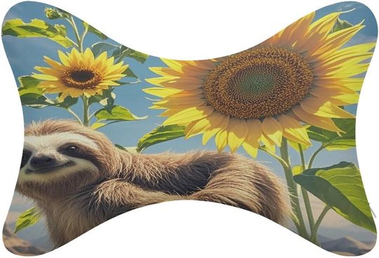 Discover Sunflower Sloth Car Neck Pillow Neck Bone Pillows