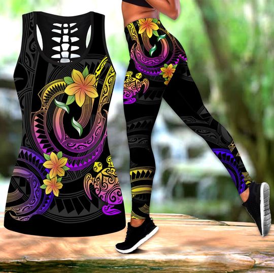 Discover Polynesian Frangipani Flower 3D Printed Hollow Tank Top Leggings